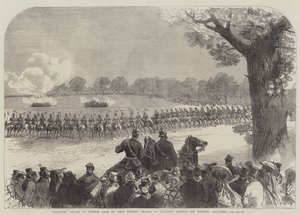 مراجعة المتطوعين في وندسور بارك يوم الاثنين ويت ، المسؤول عن Yeomanry Lancers و Mounted Artillery